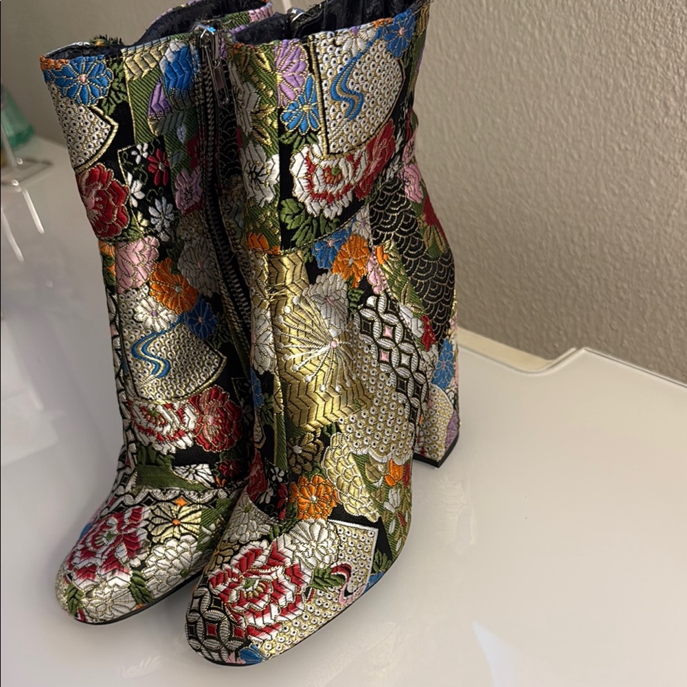 Steve Madden Floral Embroidered Ankle Boots